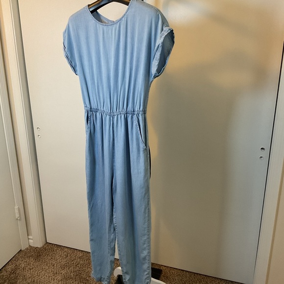 Japna Pants - 15. Japna Blue Relaxed Fit Short Sleeve Jumpsuit with Elastic Waist Size Medium